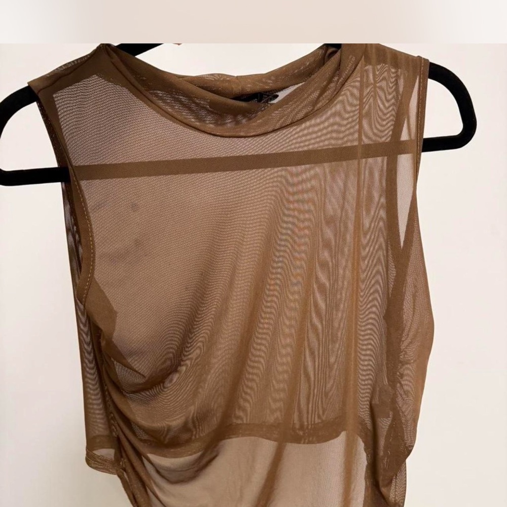 PrettyLittleThing Sheer Tan Tank Top